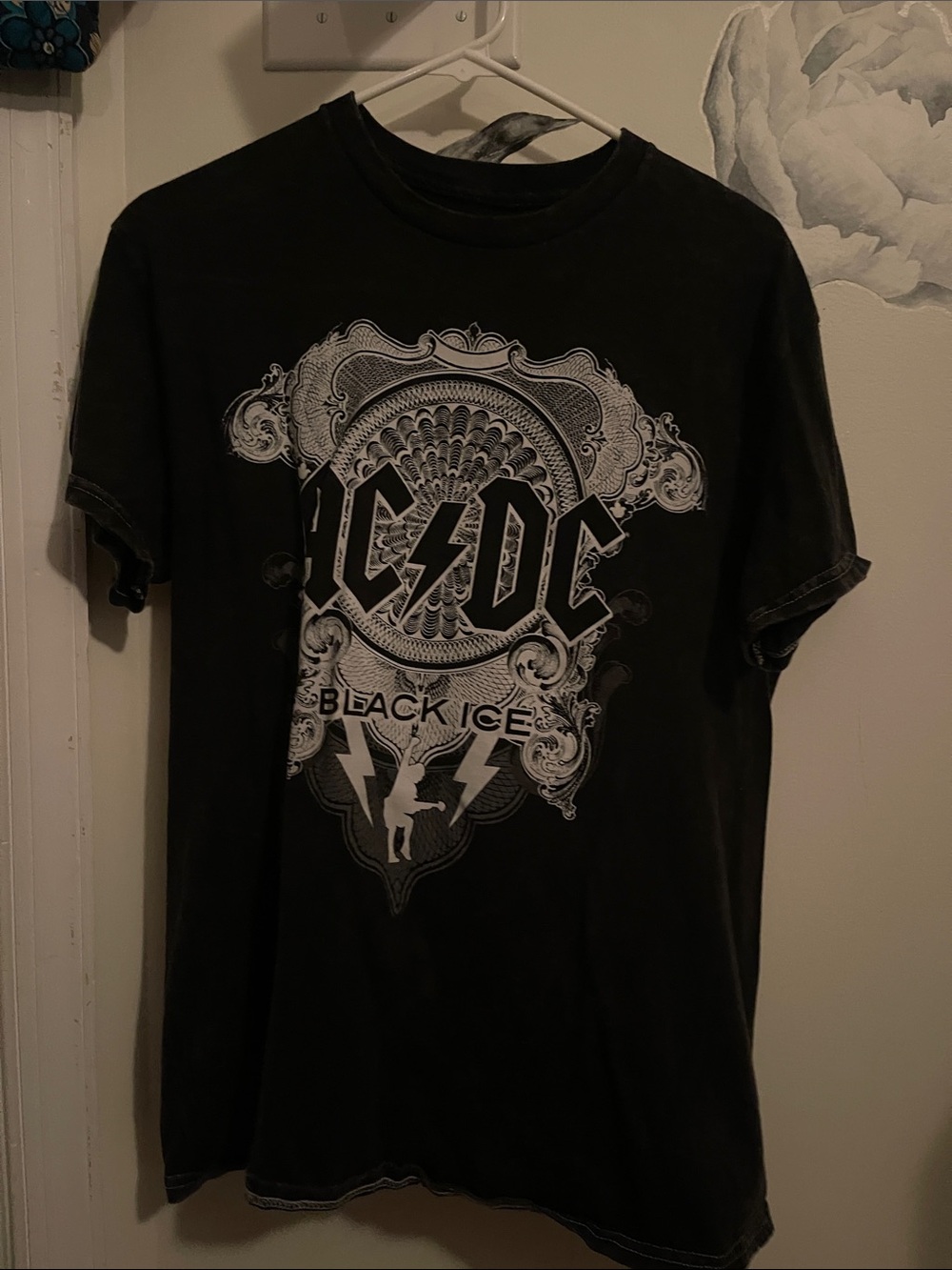 AC/DC Black Graphic Short Sleeve Tee - Black & White Print